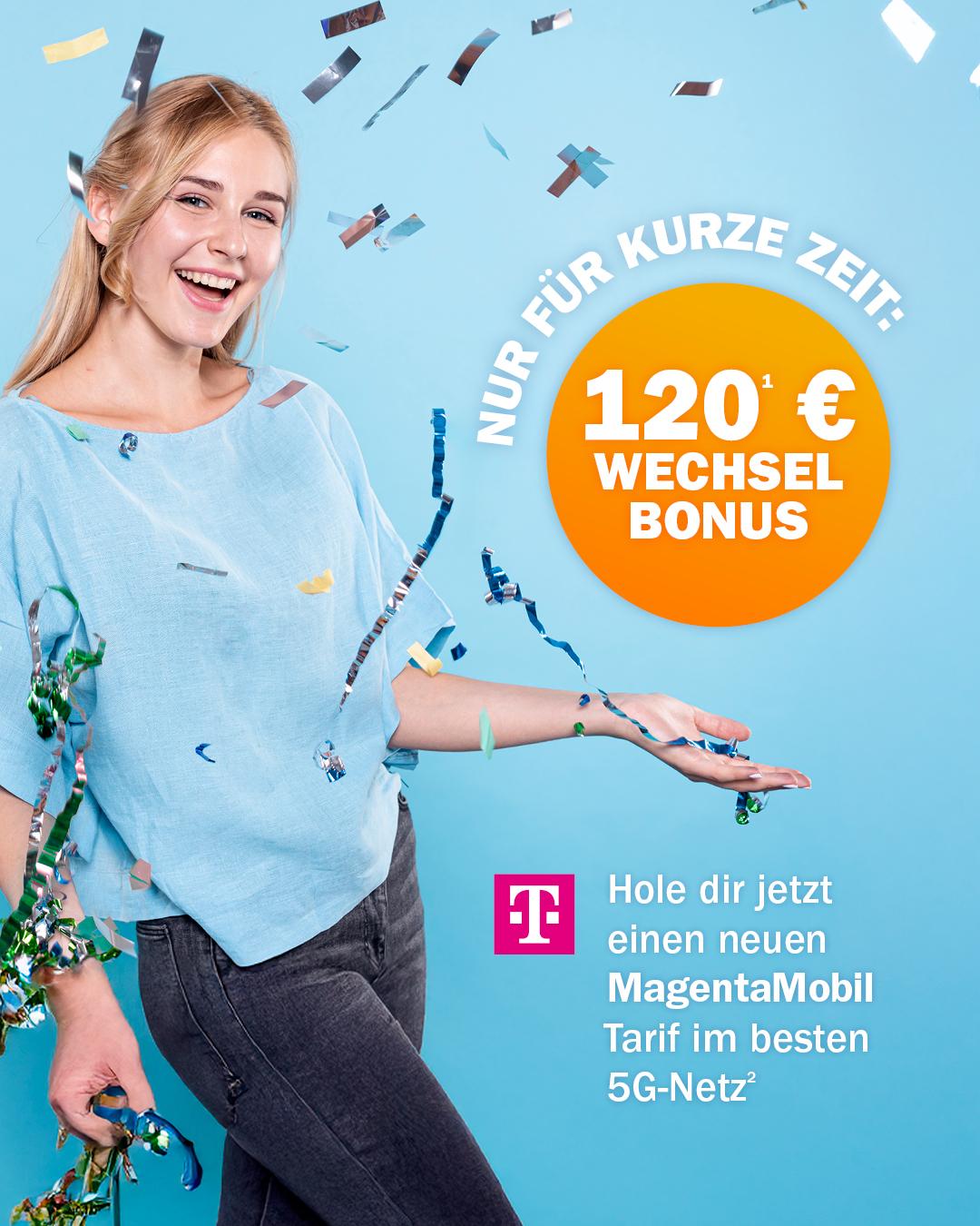 Eine Werbeanzeige für den Telekom Wechselbonus.